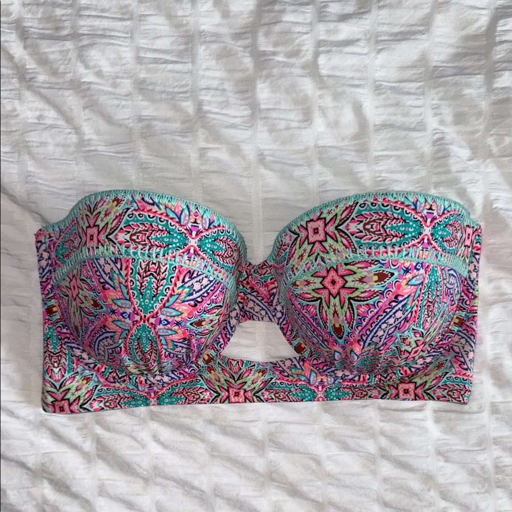 Shade & Shore Multicolor Patterned Bandeau Bikini Top